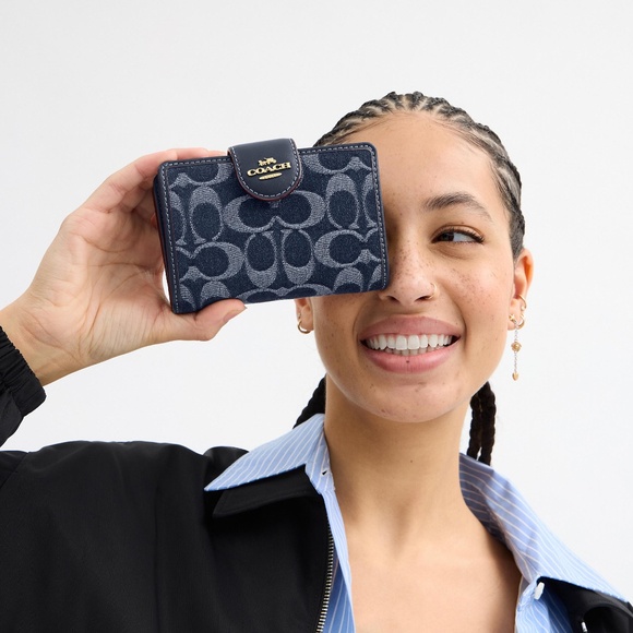 Coach Handbags - Medium Corner Zip Wallet In Signature Denim